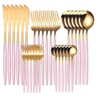 Нержавеющаясталь 30 шт. цвета: золотистый, стейк Ножи вилка, кофейная ложка чайная посуда набор Кухня набор посуды для дома можно мыть в посудомоечной машине столовые приборы