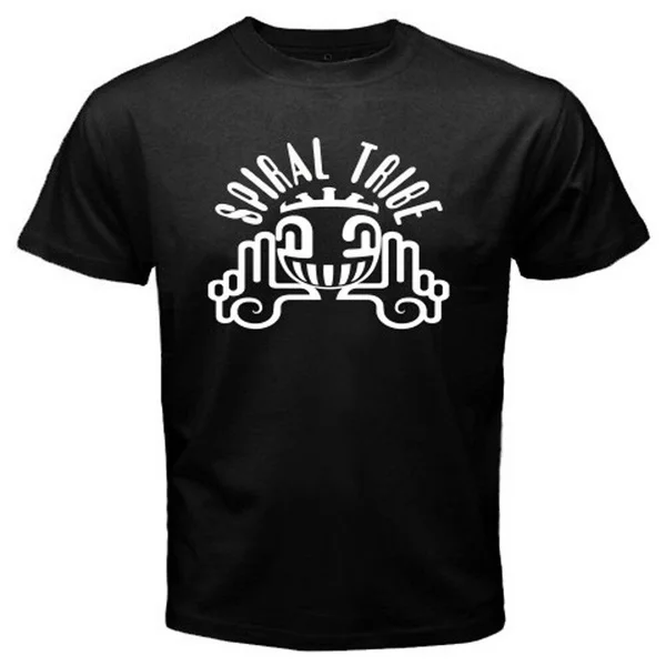 

New Spiral Tribe Techno Party Music Logo Men's Black T-Shirt Size