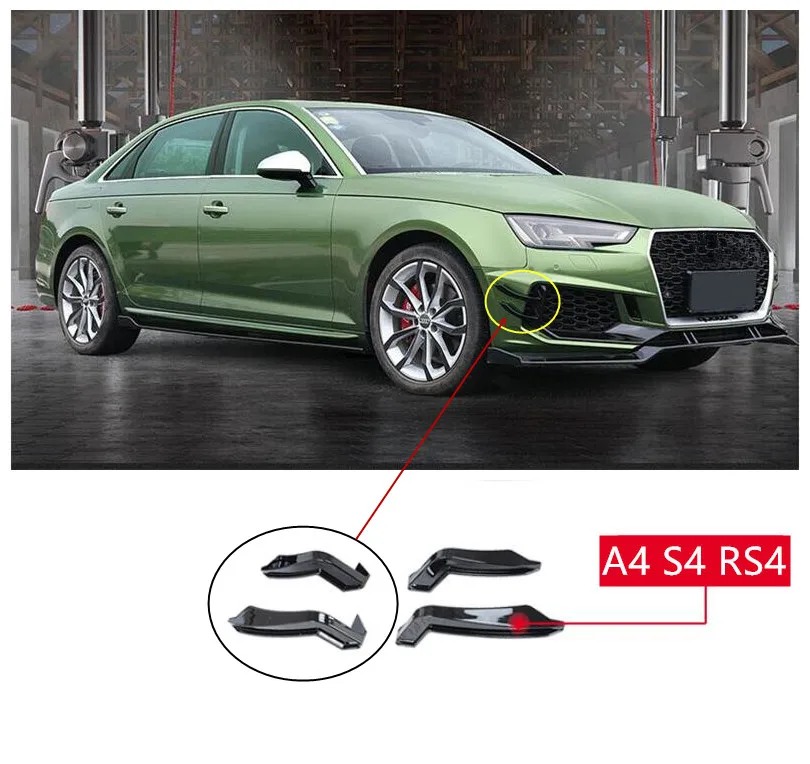 Для Audi A4 Sline S4 RS4 B9 2017 2018 2019 2020 ABS Черная передняя решетка спойлер бампер диффузор