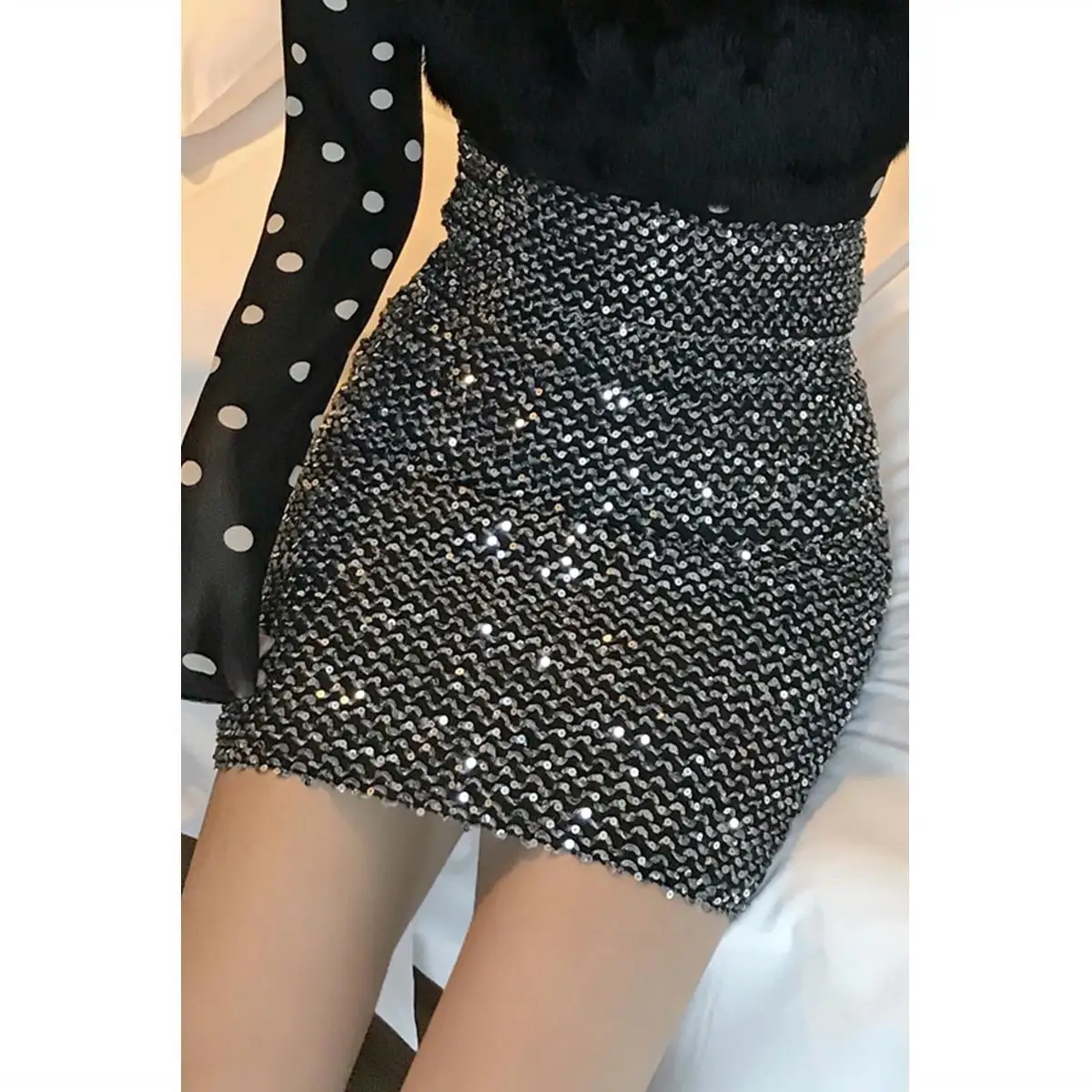 

Spring and Summer Sexy Shiny Skirt Skirt High Waist Short Sheath Skirt Women's Clothing Woman Skirts Mujer Faldas Saias Mulher
