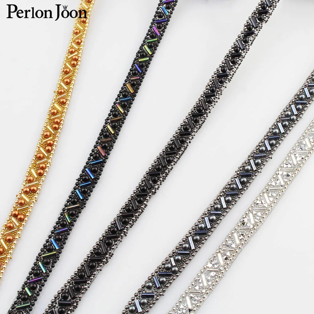 

1 yard Exquisite new multicolor rhinestone tape hot fix bead ribbon garment adornment accessories TR064