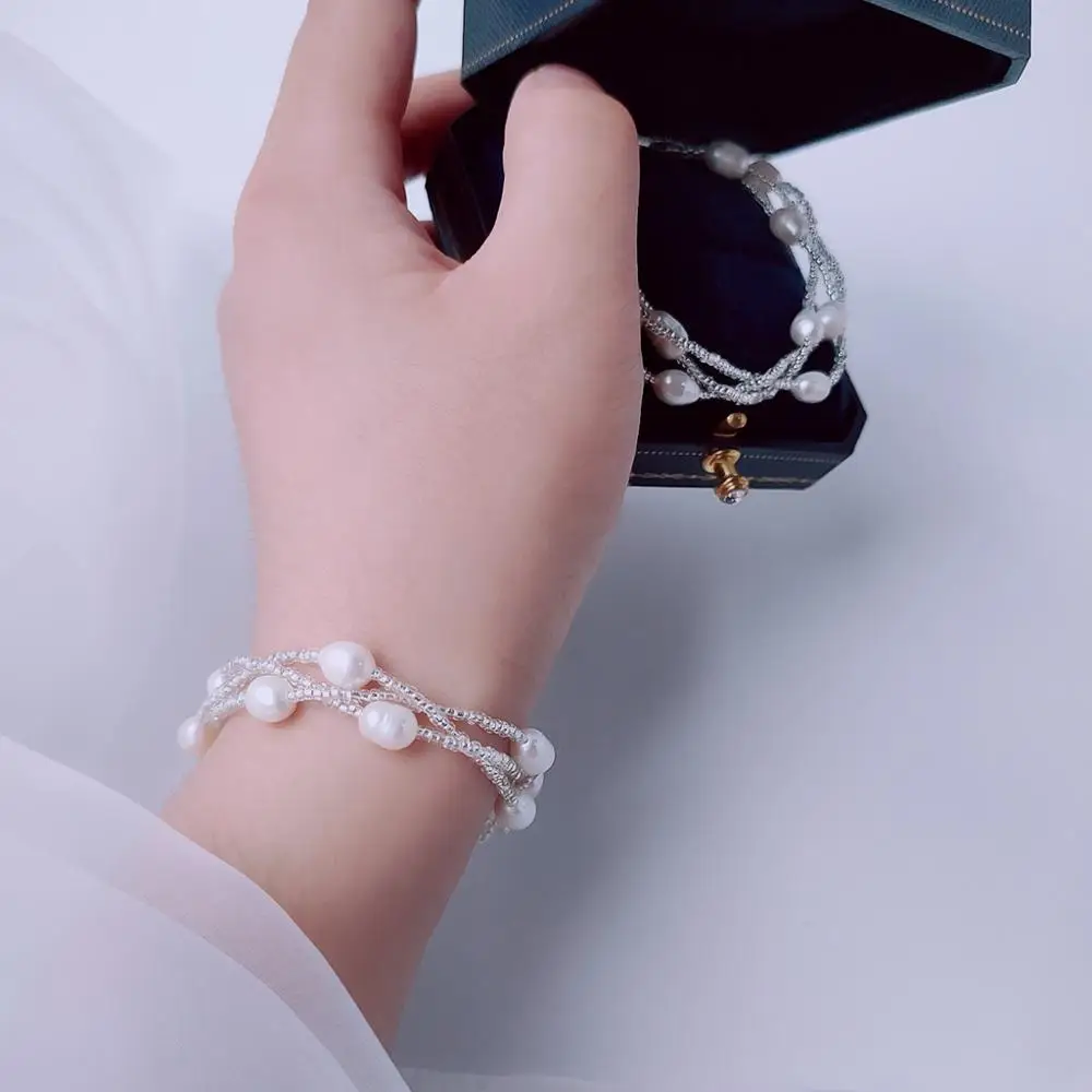 Женский браслет ручной работы из натурального пресноводного жемчуга
