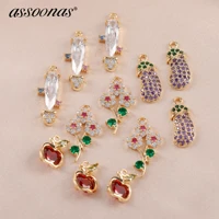 assoonas m1008diy earrings pendantsjewelry accessories18k gold platedzirconcharms for women jewelry making6pcslot