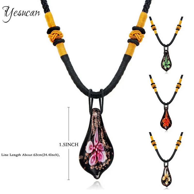 Женское винтажное длинное ожерелье в форме капель шара из стекла подарок на день