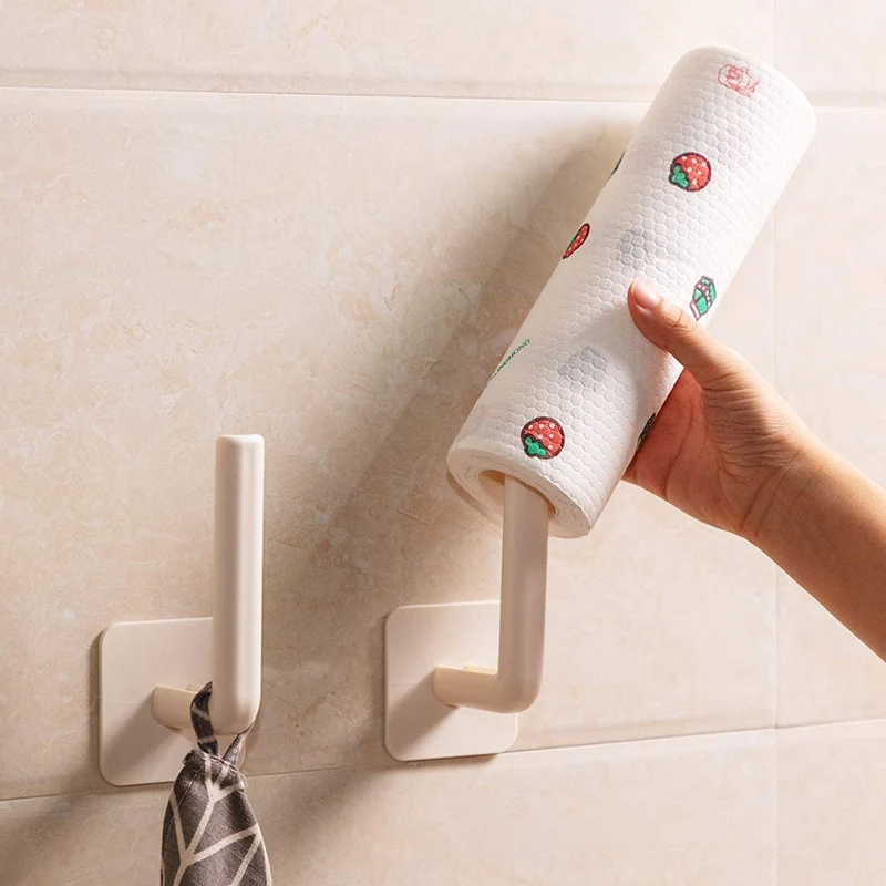 

6 Pieces Adhesive Paper Towel Holder No Drilling Wall Mount Paper Towel Rack Dispenser with 6 Pieces Adhesive Stickers