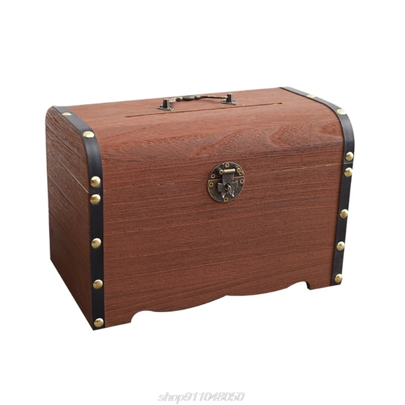 Деревянная Копилка в стиле ретро с замком для хранения денег ювелирных изделий