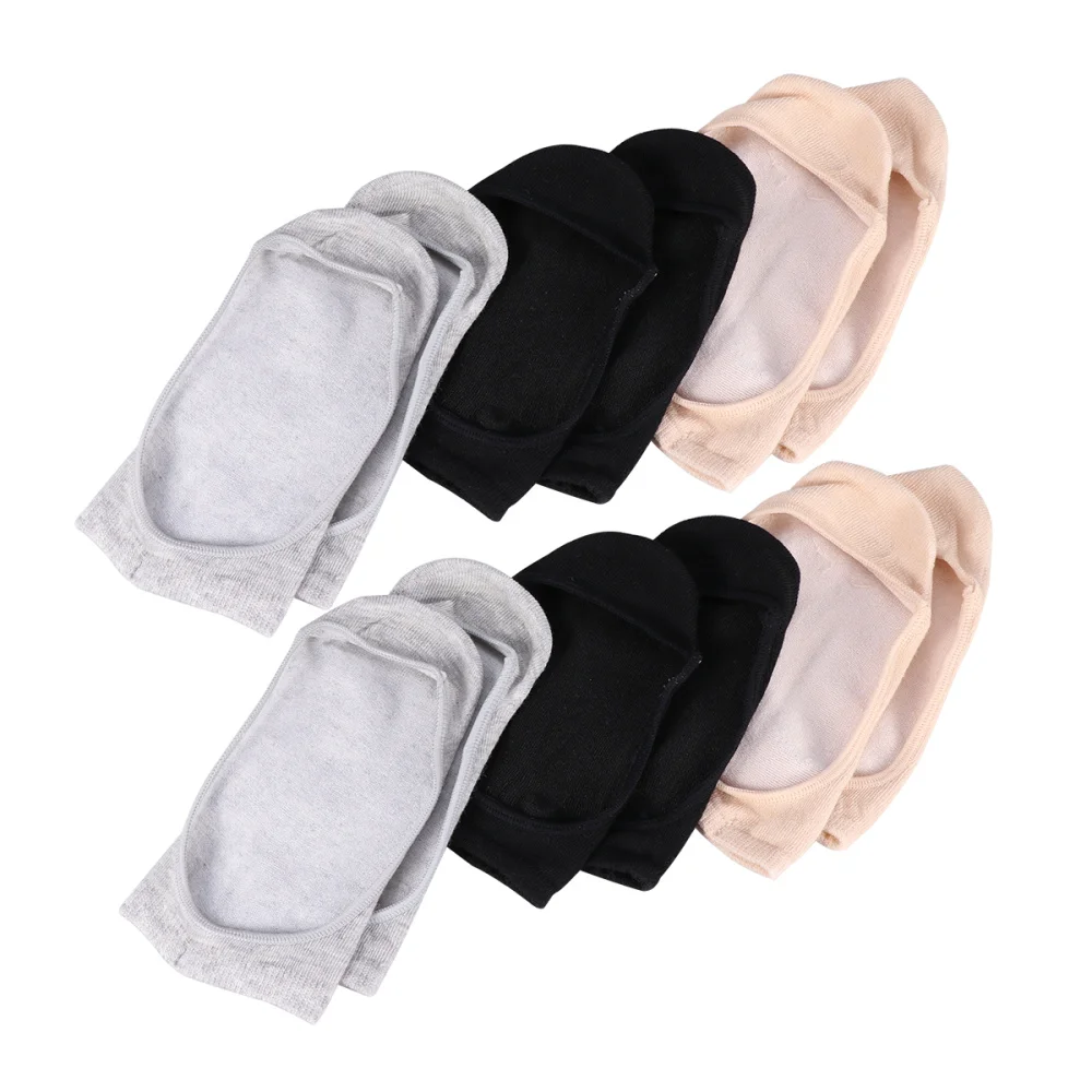 

3 Pairs of Bamboo Fiber Silicone Socks Anti-Skid Boat Socks Invisible Socks Shallow Mouth Socks (Black)