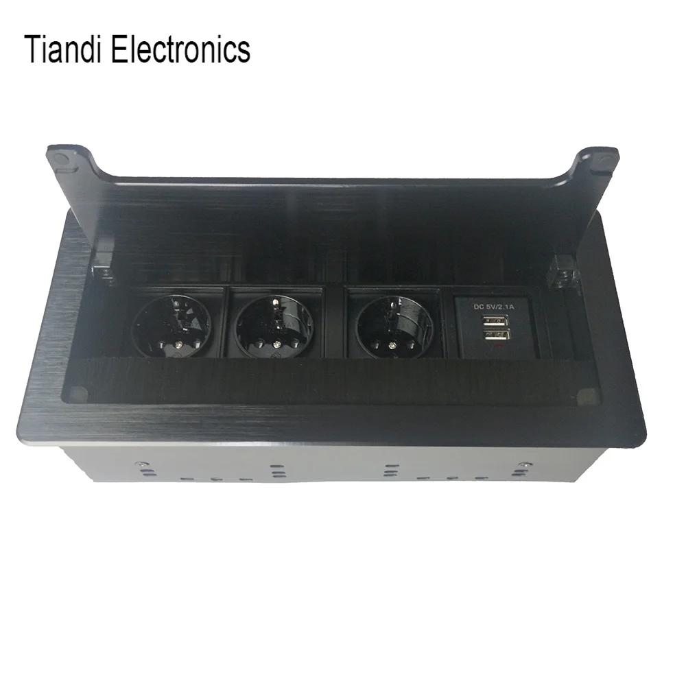 hide embedded multifunction table socket box 3 bit eu power plug brush clamshell office outlet 2 usb charging interface 5v2 1a free global shipping