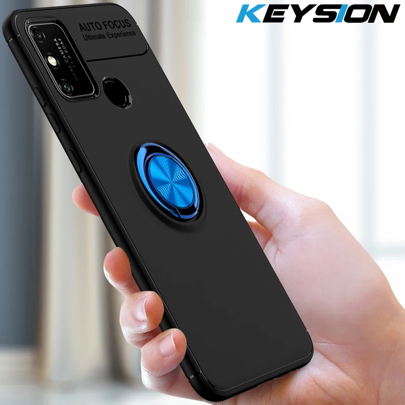 

KEYSION Shockproof Case For Realme 7i 7 Pro C17 C15 C12 Q2 Pro Q2i Soft Silicone Magnetic Ring Phone back cover for Realme V5 V3