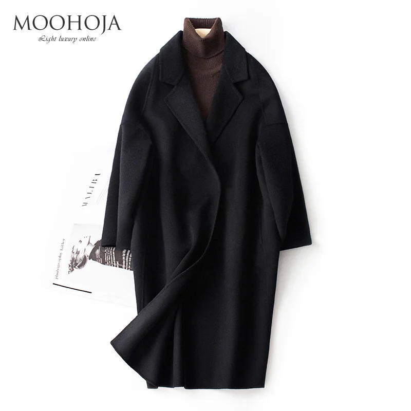 

Новинка Осень-зима двухстороннее твидовое пальто женское кашемировое тонкое свободное корейское шерстяное твидовое пальто женское средне...