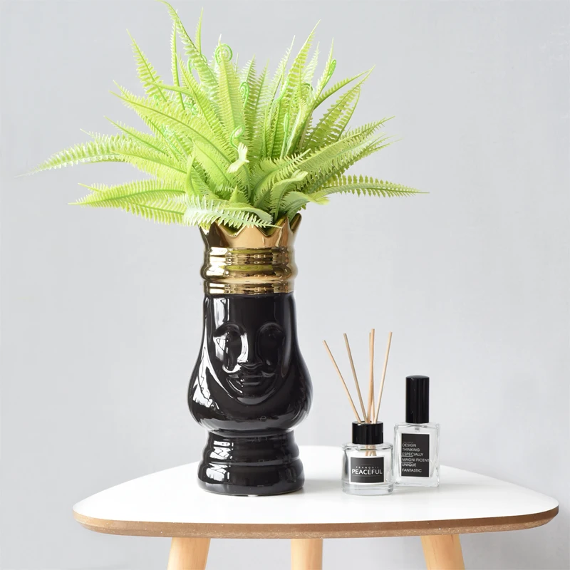 

MEILING Creative King Queen Crown Vases Ceramic Decorative Head Vase for Flowers Nordic Home Filler Style Material Function Size