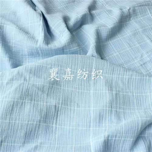 gray blue 145x50 см клетчатое хлопковое Креповое детское Двухслойное Марлевое одеяло, пижамная ткань - Цвет: gray blue