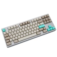 profile dye sub keycap set pbt plastic retro beige for mechanical keyboard beige grey cyan gh60 xd64 xd84 xd96 87 104