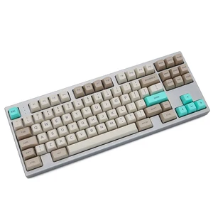 sa profile dye sub keycap set pbt plastic retro beige for mechanical keyboard beige grey cyan gh60 xd64 xd84 xd96 87 104 free global shipping