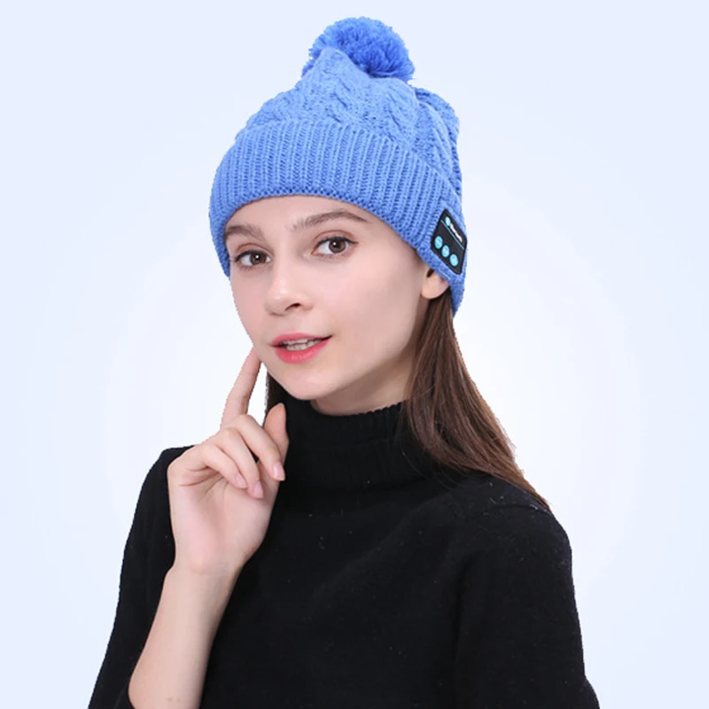 Новинка 2019 зимняя теплая шапка бини Беспроводная Bluetooth умная Женская одноцветная
