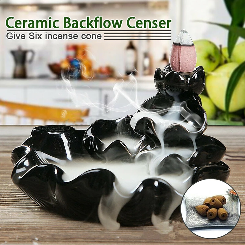 

Waterfall Backflow Incense Censer Smoke Incense Burner Ceramic Censer Holder Home Decoration With 10 Cones Free Gift