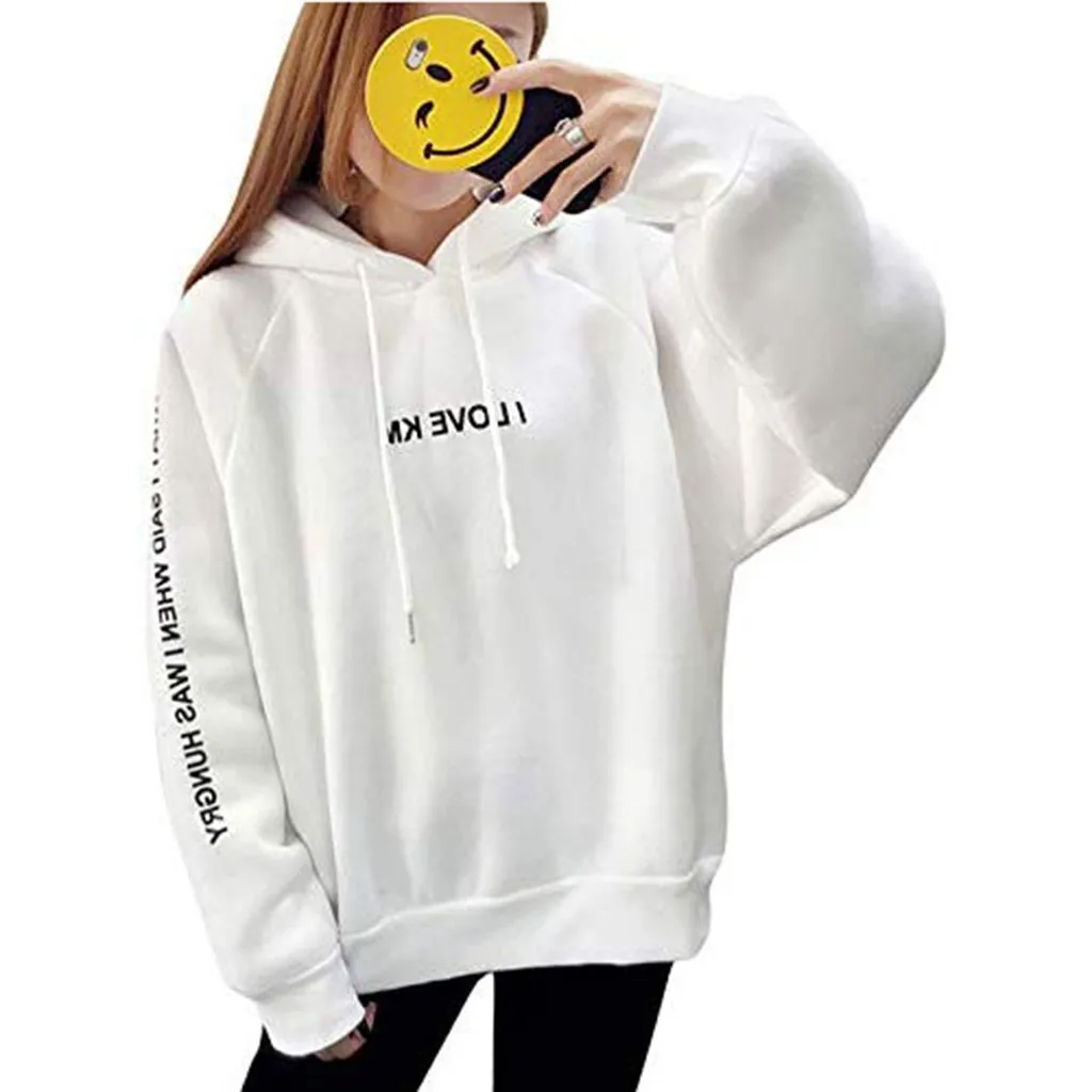 Толстовка с капюшоном и длинным рукавом пуловер свободная утолщенная Женская