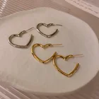 Женские серьги-кольца с большим сердцем, золотистые металлические серьги-кольца в вечерние ском стиле, 2021