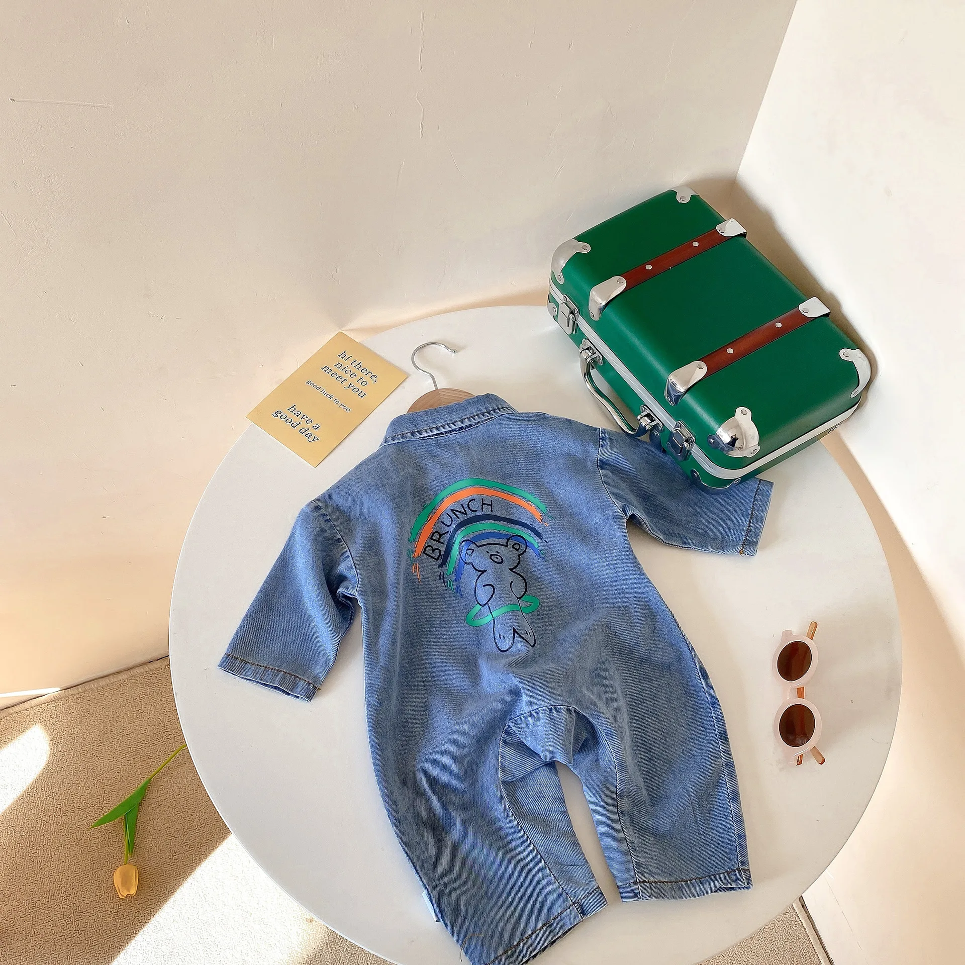 

2021 Summer New Baby Bodysuit Newborn Romper Girls Denim Solid Toddle Outwears Casual Boys Brothers Cotton Leggings Bodysuit