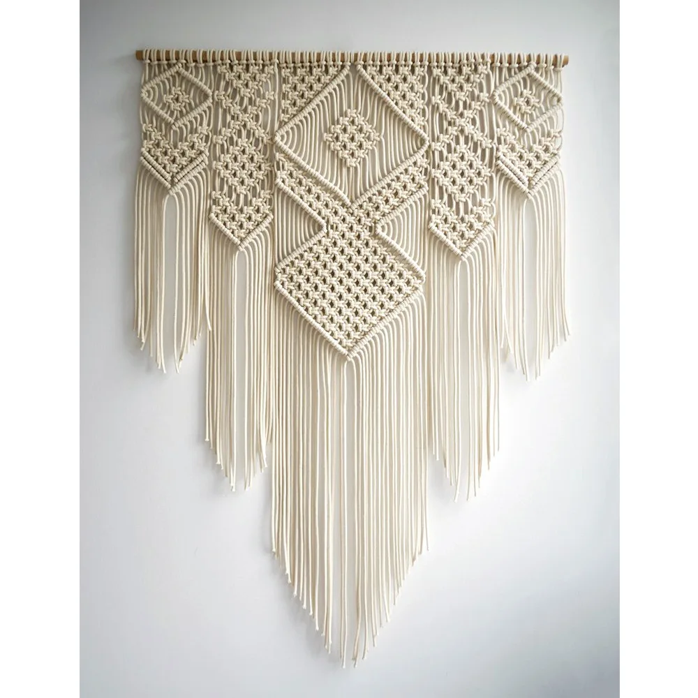 

110 * 100CM Beige Wall Hanging Bohemian Tapestry Hand Woven Boho Cotton Tapestry for Living Room Bedroom Wall Decoration