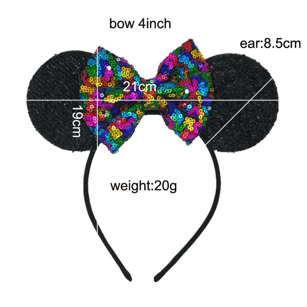 ABDO Girl Headband Shiny Glitter Bow Minnie Ears For Kids Baby Girls Hair Accessories Photography Props Birthday Hairbands | Детская