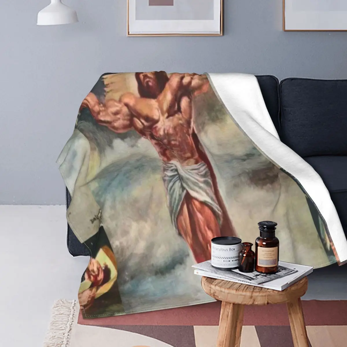 

Muscle Jesus Christ Blankets Flannel Print Catholic Multifunction Warm Throw Blanket for Sofa Outdoor Quilt