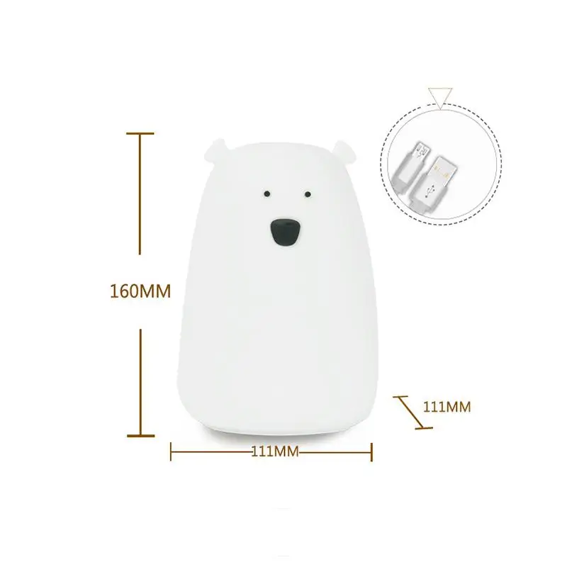 Красочный Мишка силиконовый светодиодный ночник дети сенсорный датчик света