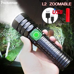 Супер яркий светодиодный фонарь 7000LM, Перезаряжаемый USB фонарик, масштабируемый, водонепроницаемый, велосипедный светильник 18650 или 26650