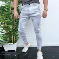 fashion mens slim fit stripe business formal pants casual office skinny long straight joggers sweat pants trousers