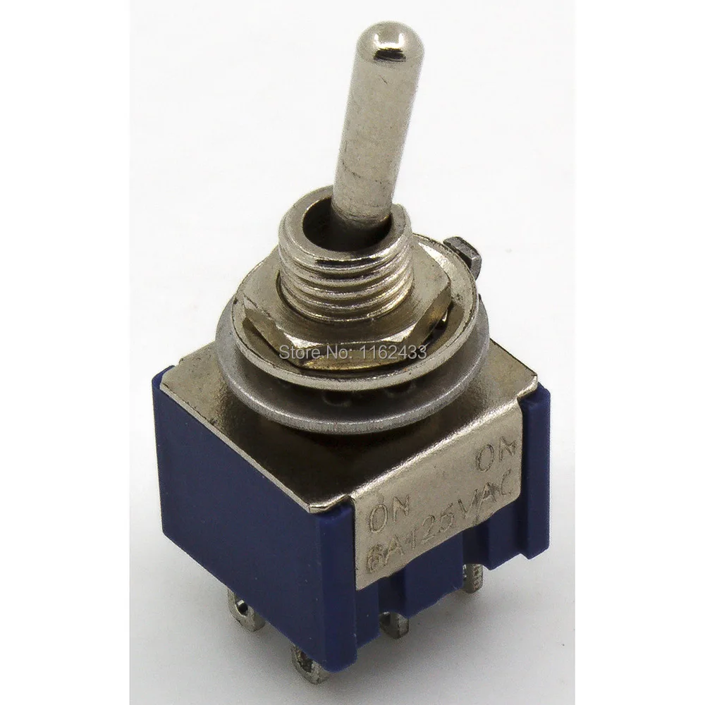 

10 шт./лот MTS-202 перфорированный диаметр 6 мм самоблокирующийся 6-контактный ON-ON DPST 2-позиционный переключатель