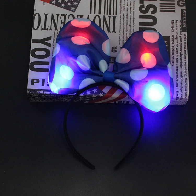 Светящаяся повязка для волос с ушками Минни Микки кошачьими аксессуары бантом