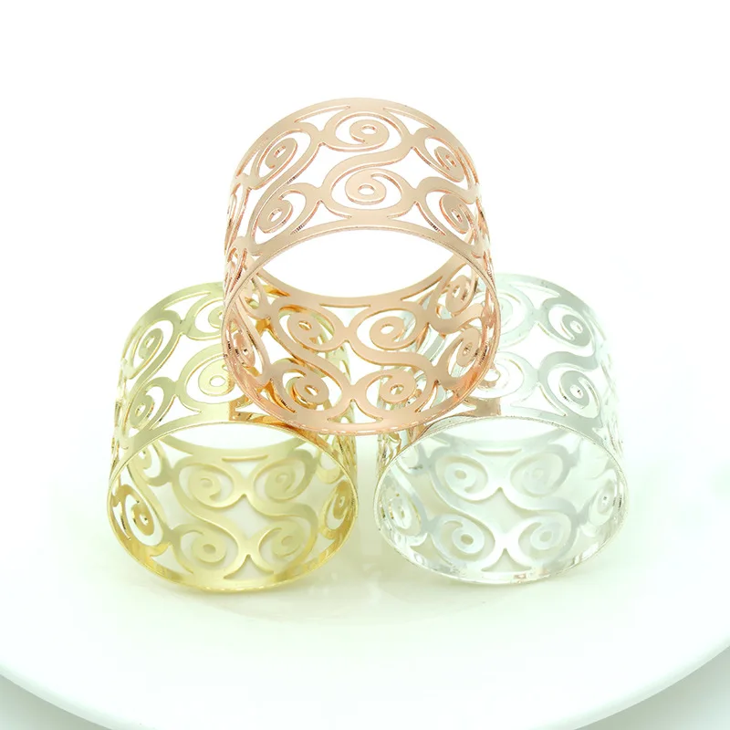 6 шт. золотые серебряные кольца-салфетки держатель для салфеток западное