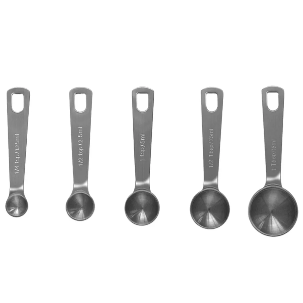 

5Pcs Stainless Steel Measuring Cups Spoons Set Kitchen Stackable Measuring Spoon