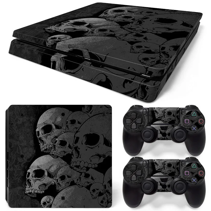 0143 Череп дизайн ПВХ кожи наклейка для PS4 Тонкий консоли и контроллеры стикер s для ps4 тонкий кожи стикер - Цвет: 0143