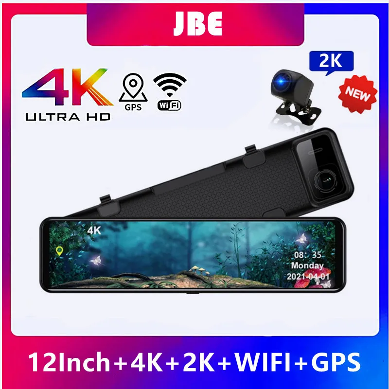 Автомобильный видеорегистратор 4K 12 дюймов 1440P Wi-Fi GPS Sony IMX415 зеркало заднего вида