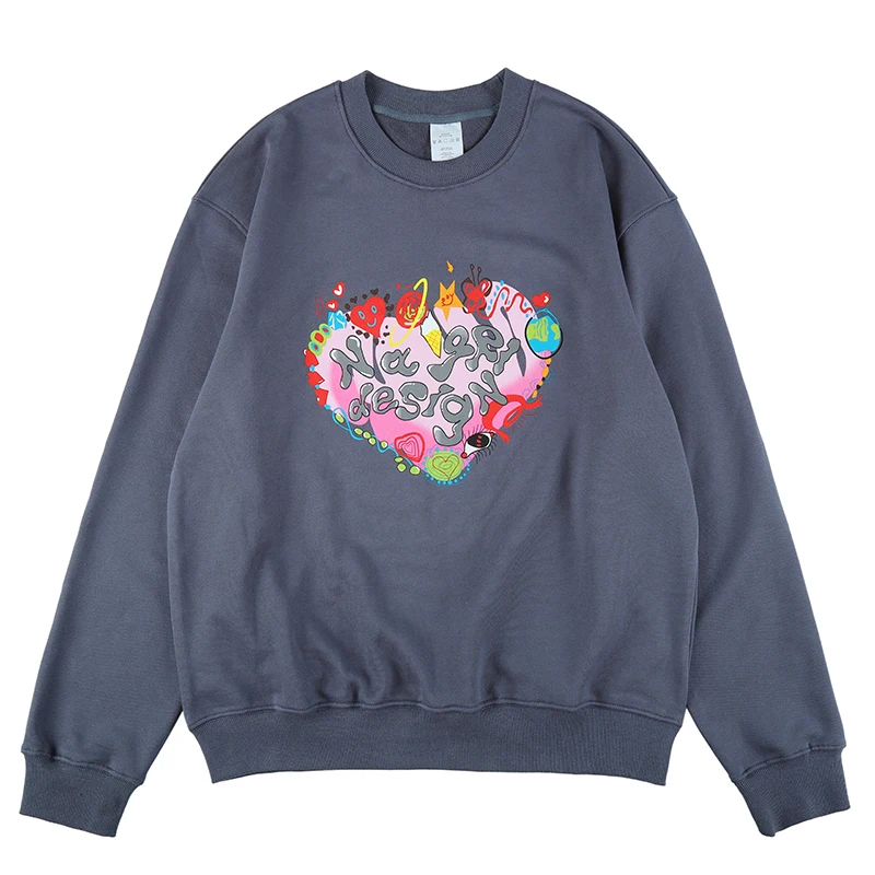 

Love Pattern Crew Neck 4 Colors Streetwear Mens and Womens Hoodies Retro Sweatheart Oversize Hip Hop Baggy Sweatshirt