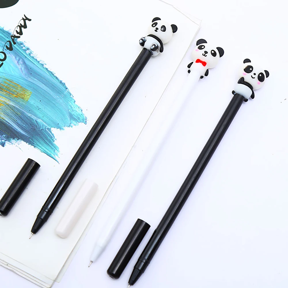 12/100 шт. Симпатичная крутая гелевая ручка Kawaii Panda милые канцелярские товары для
