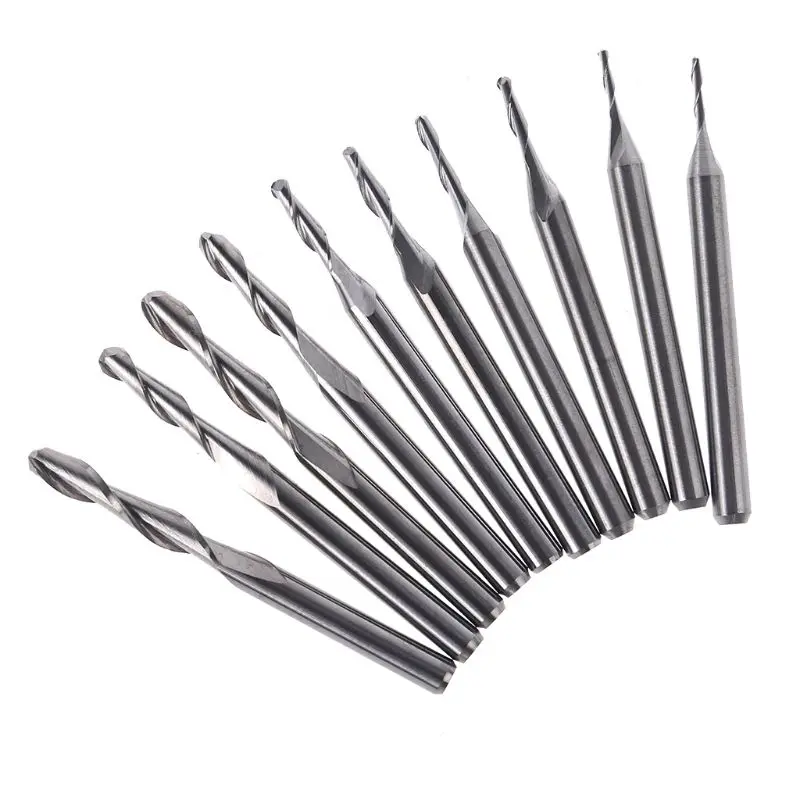 

2021 New 10pcs 1/1.5/2.0/2.5/ 3.175mm Carbide Ball Nose End Mill Engraving Router bit