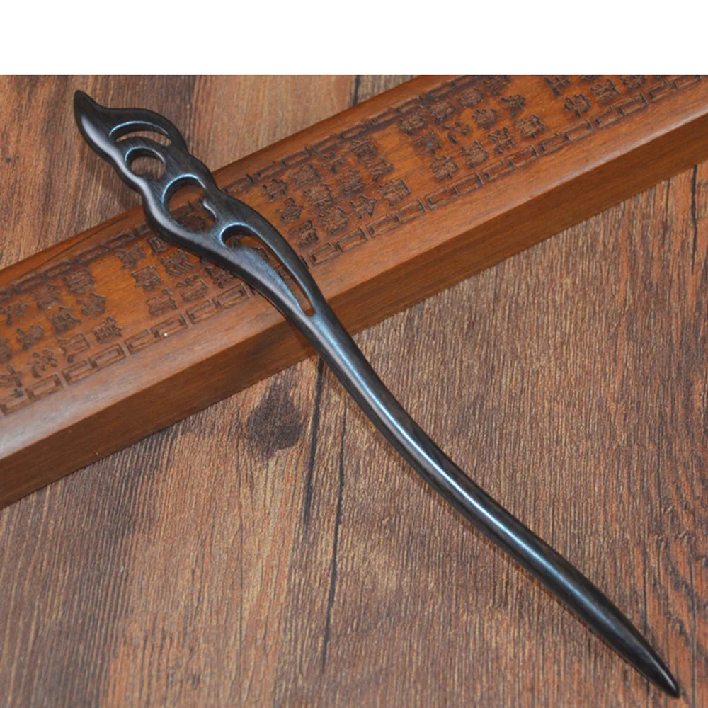 

2pcs Hair Sticks Natural Ebony Hair Chopsticks Vintage Hair Pin Hair Accessory for Ladies (A+B)