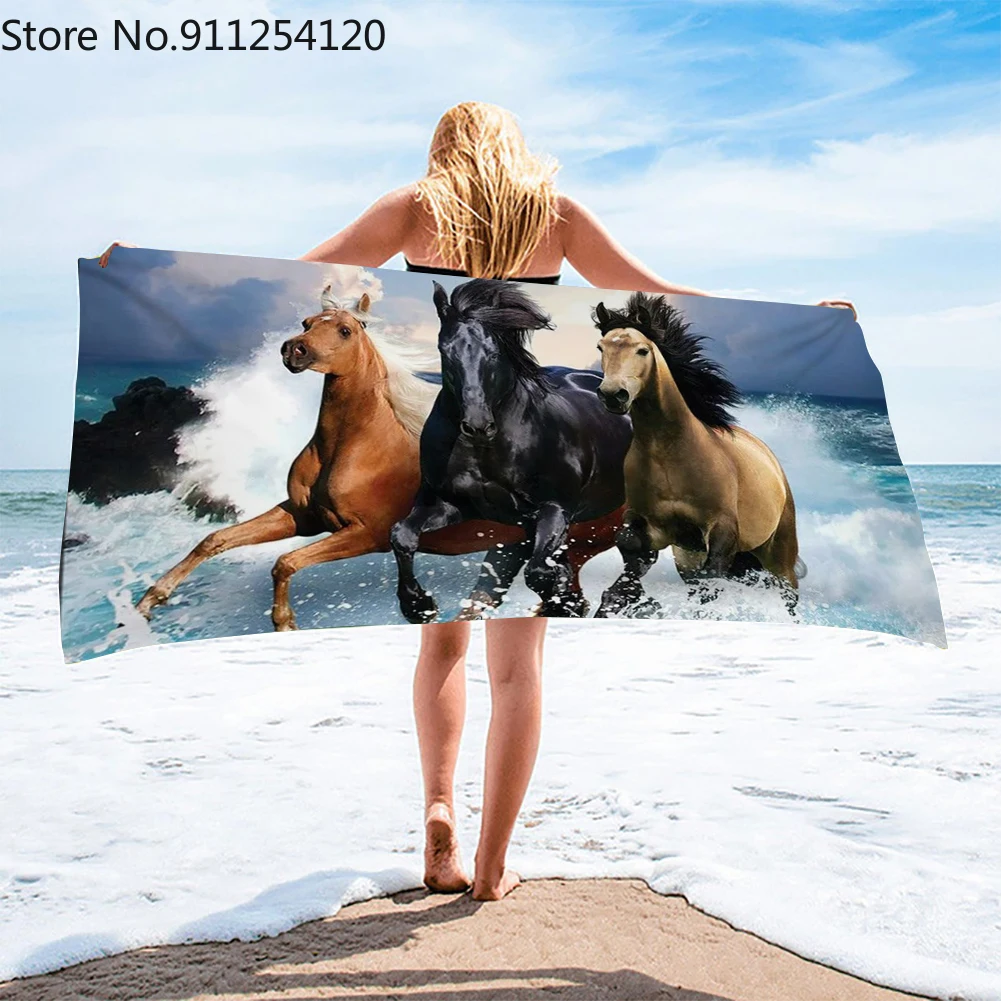 Crazy Running пляжное полотенце с рисунком лошади инновационная печать Солнцезащитная