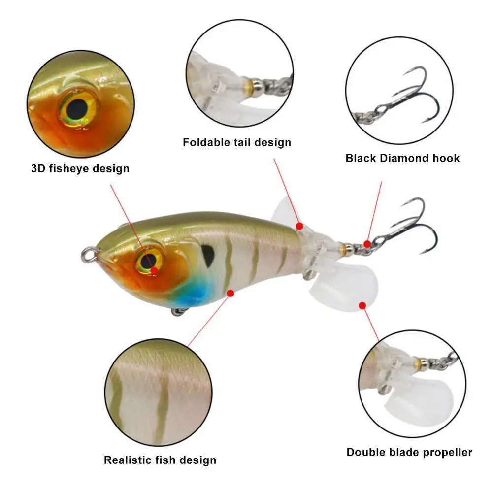 

Lightweight 8cm Delicate Sharp Hook Rotating 3D Eyes Rotating Lure Plastic Fishing Lures 360 Degrees Rotating for Angling