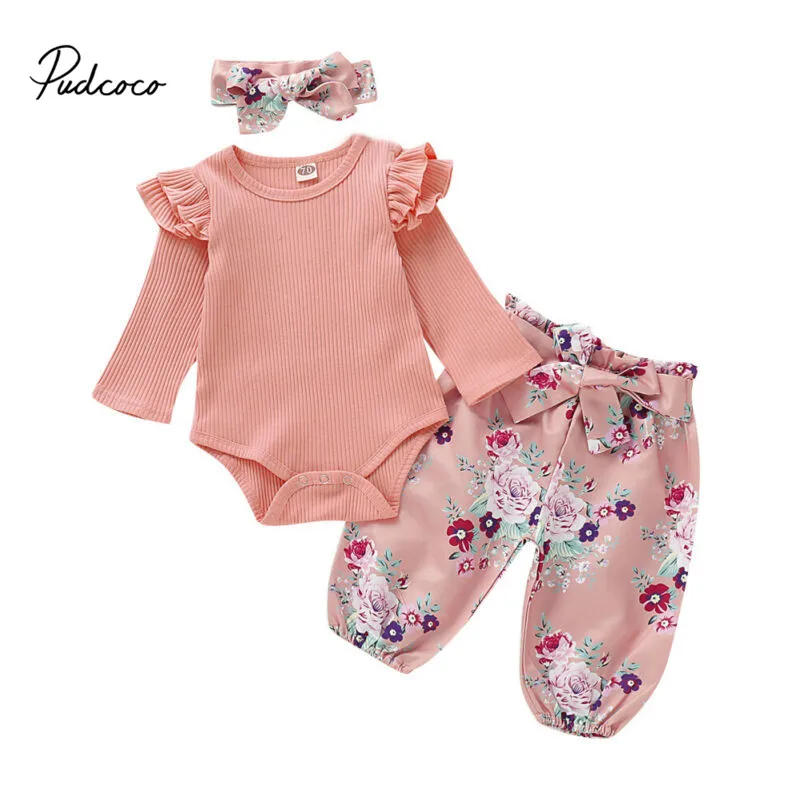 Pudcoco/комплект одежды для новорожденных девочек Вязаный топ с длинными рукавами и