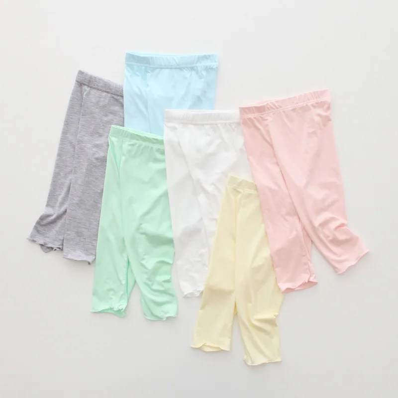

Girl Short Pants Summer Kids Leggings Candy Color Children Cropped Trousers Summer Ruffles Cotton Legging