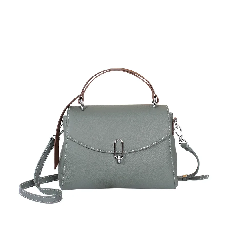 

Soft Cow Real Leather Ladies Hand Bag Green Women's Cow Leather Handbag Shoulder Bags for Women 2021 Messenger Tote Purse Kakhi