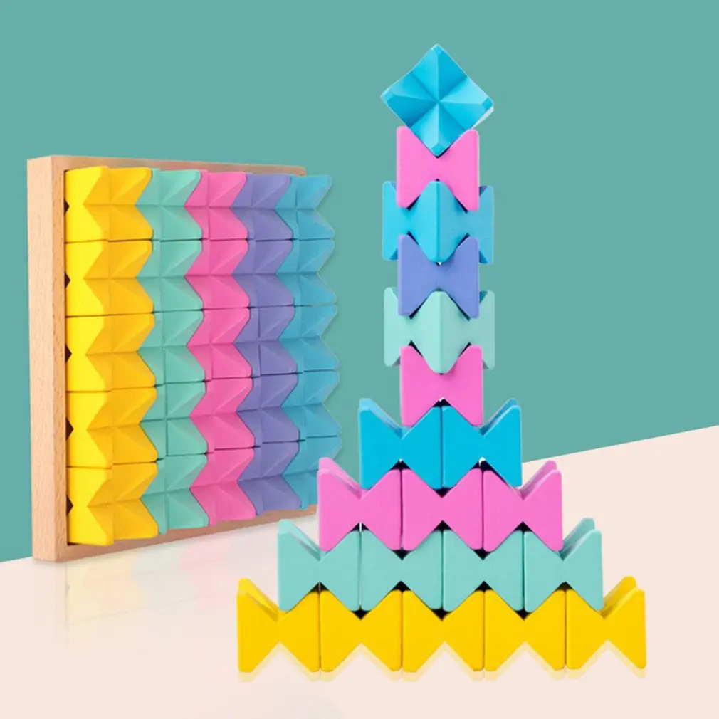 

25pcs Geometric Building Blocks Wooden Stacking Games Wood Balance Blocks Montessori Educational Wooden Toys For Kids Gift