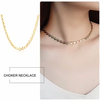 leaf choker necklace stainless steel chevron chain link collar for women