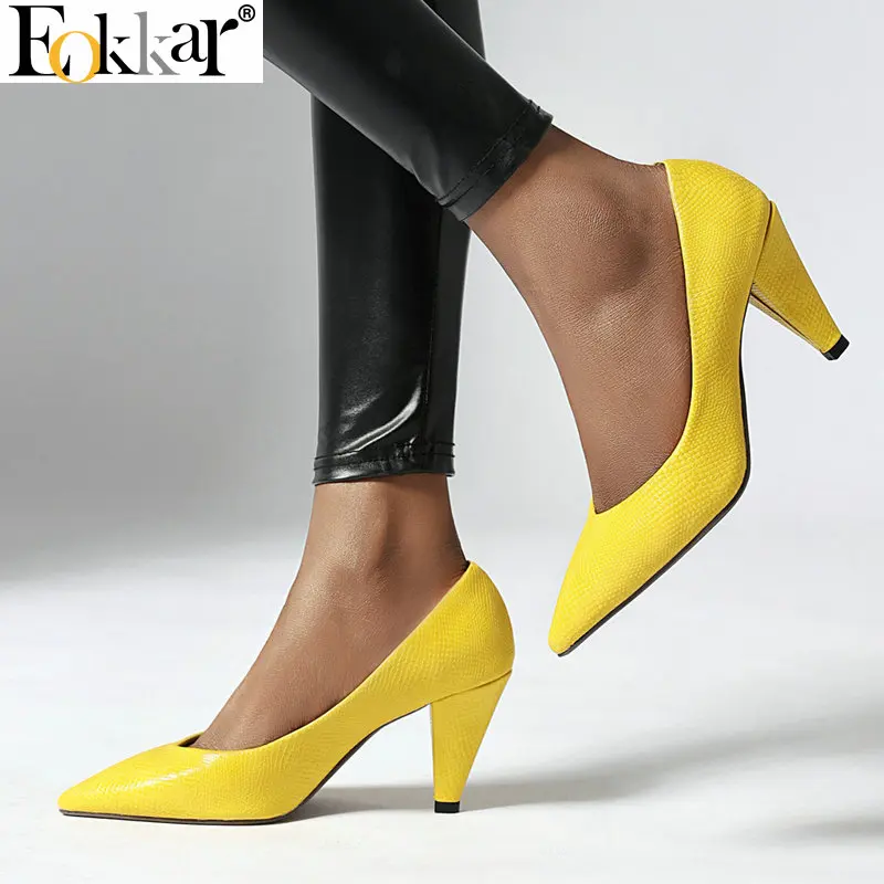 Eokkar 2019 пикантные женские туфли лодочки с острым носком на высоком каблуке из
