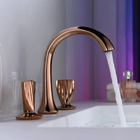 bathroom basin faucets solid brass sink mixer tap widespread hot cold dual handle three hole deck mounted lavatory crane tap