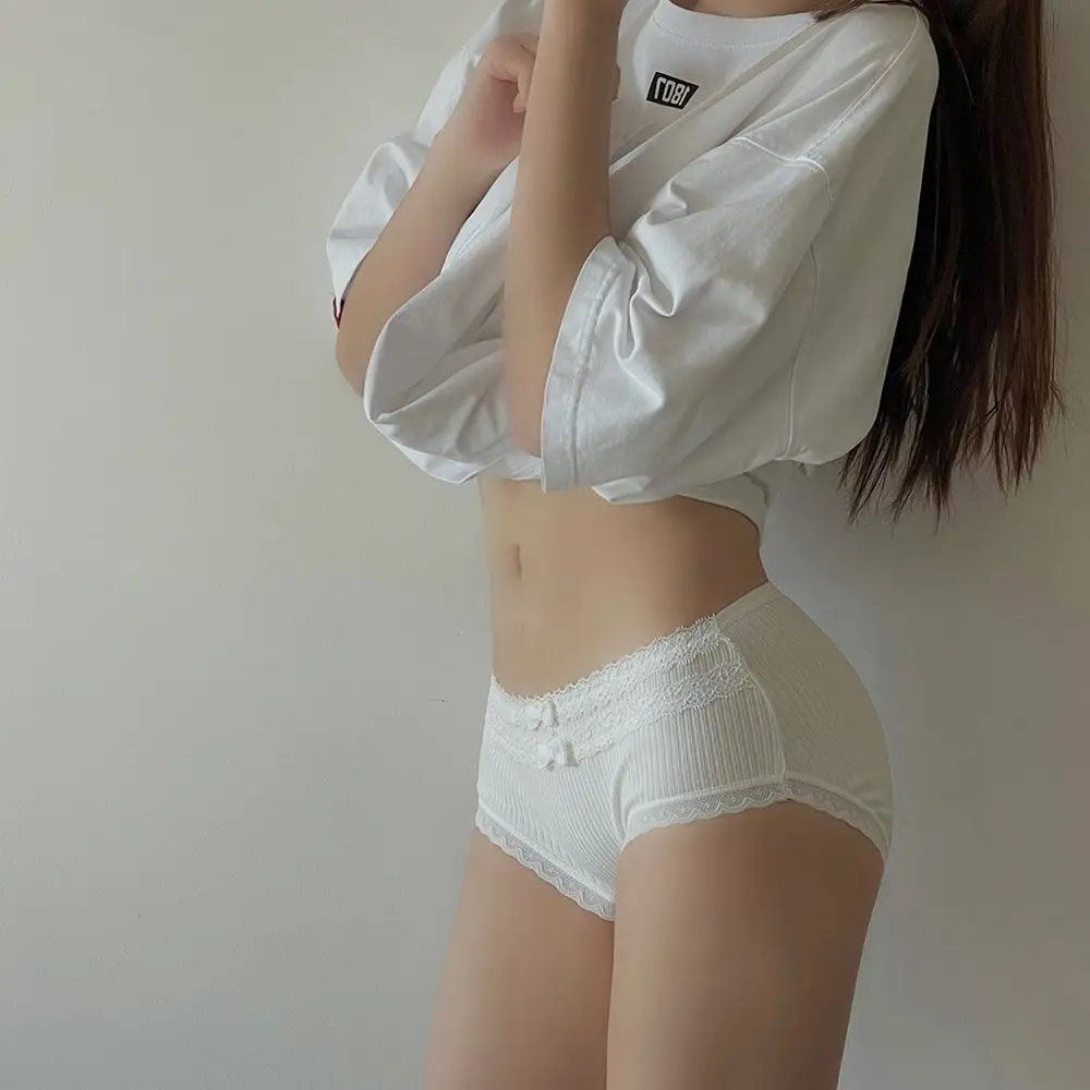 

Women's Panties Sexy Lace Women's Cotton Briefs New Fashion Bow Soft Women's Cute Panties Sweet and Comfortable Cotton Briefs