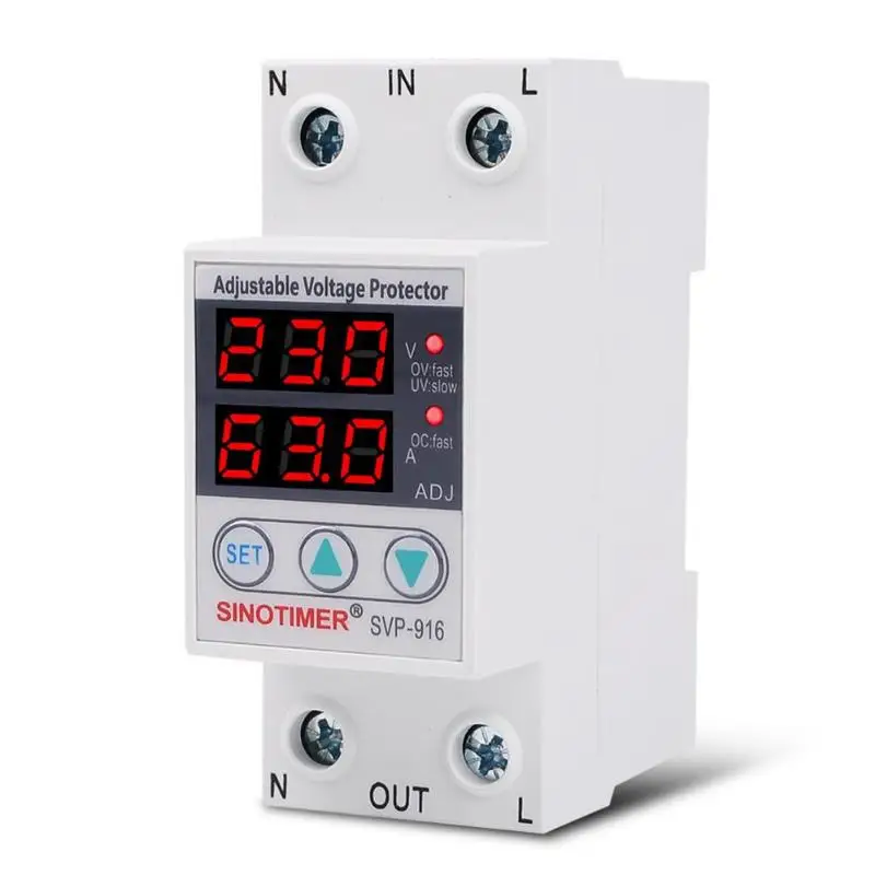 63A Style 1 230VAC 40A/63A SVP-916 50/60Hz Регулируемая Защита от скачков напряжения реле ограничение тока защита - Цвет: 63A Style 1